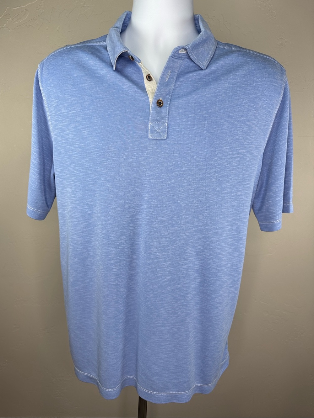 Johnston & Murphy Coastal Blue Short Sleeve Polo Large
